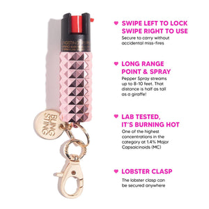 Metallic Studded Pepper Spray Holder Millennial Pink