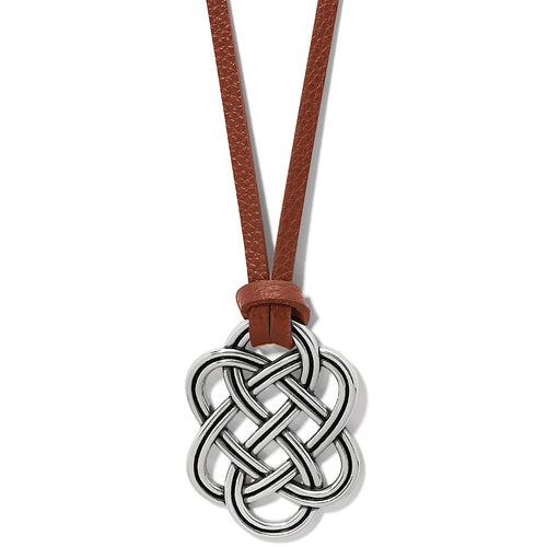 Interlok Trellis Bourbon Leather Necklace