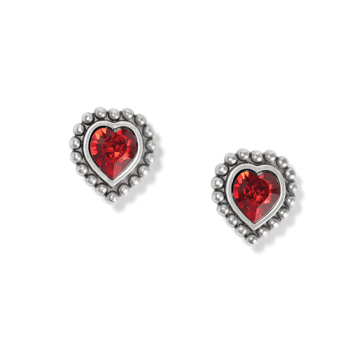 Shimmer Heart Red Mini Post Earrings