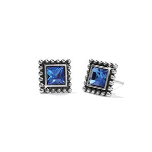 Sparkle Square Blue Mini Post Earrings