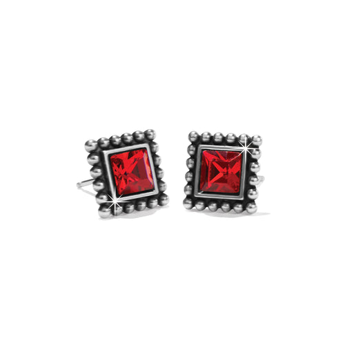 Sparkle Square Red Mini Post Earrings