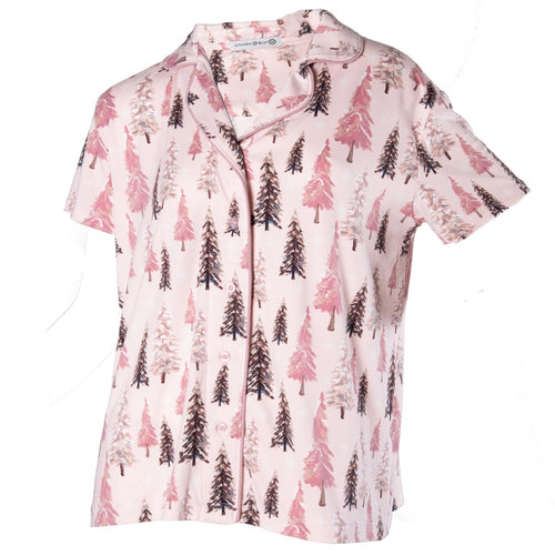 Blush Trees Notched Collar Top