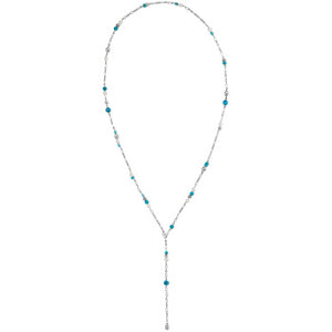 Pebble Turquoise & Pearl Convertible Y Necklace