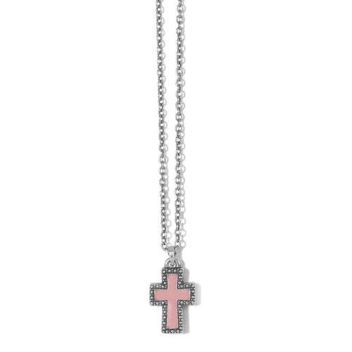 Dazzling Cross Pink Petite Necklace