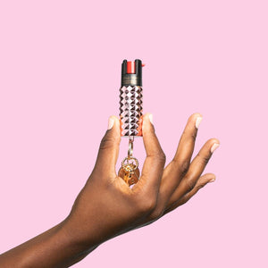 Metallic Studded Pepper Spray Holder Millennial Pink