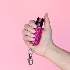 Rhinestone Pepper-Spray Holder Pink