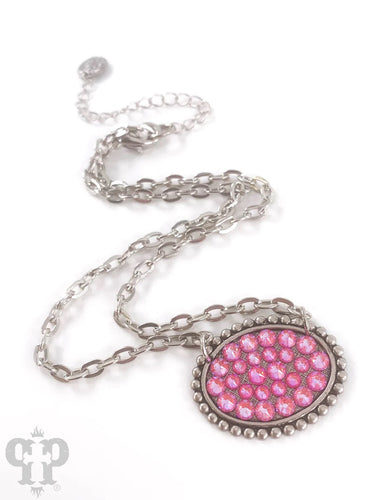 Pink Panache Pink Lotus Delite Oval Necklace