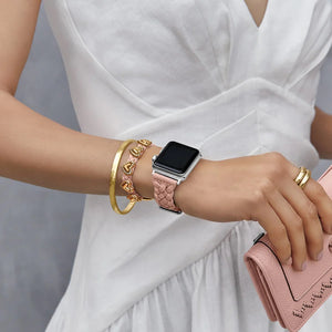 Pink Sand Sutton Braided Leather Smart Watch Band