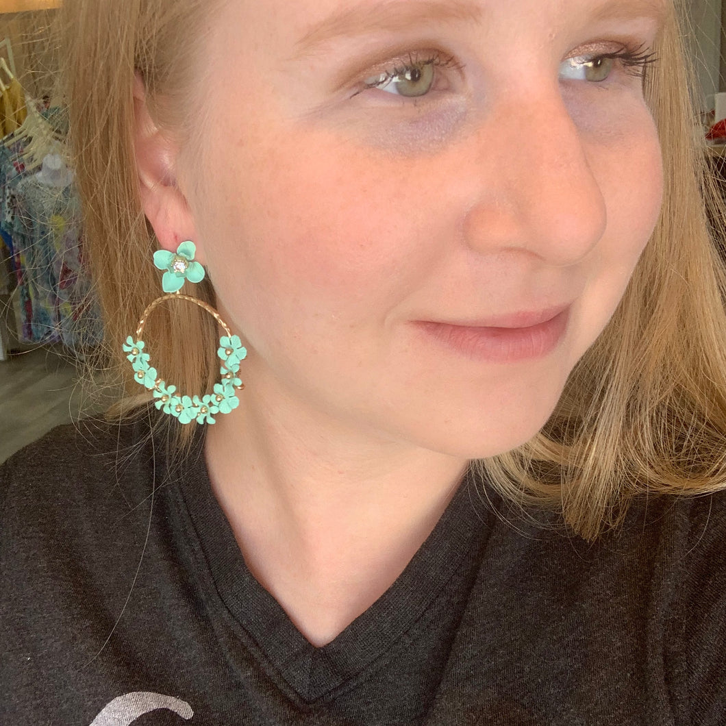 Mint Floral Earrings
